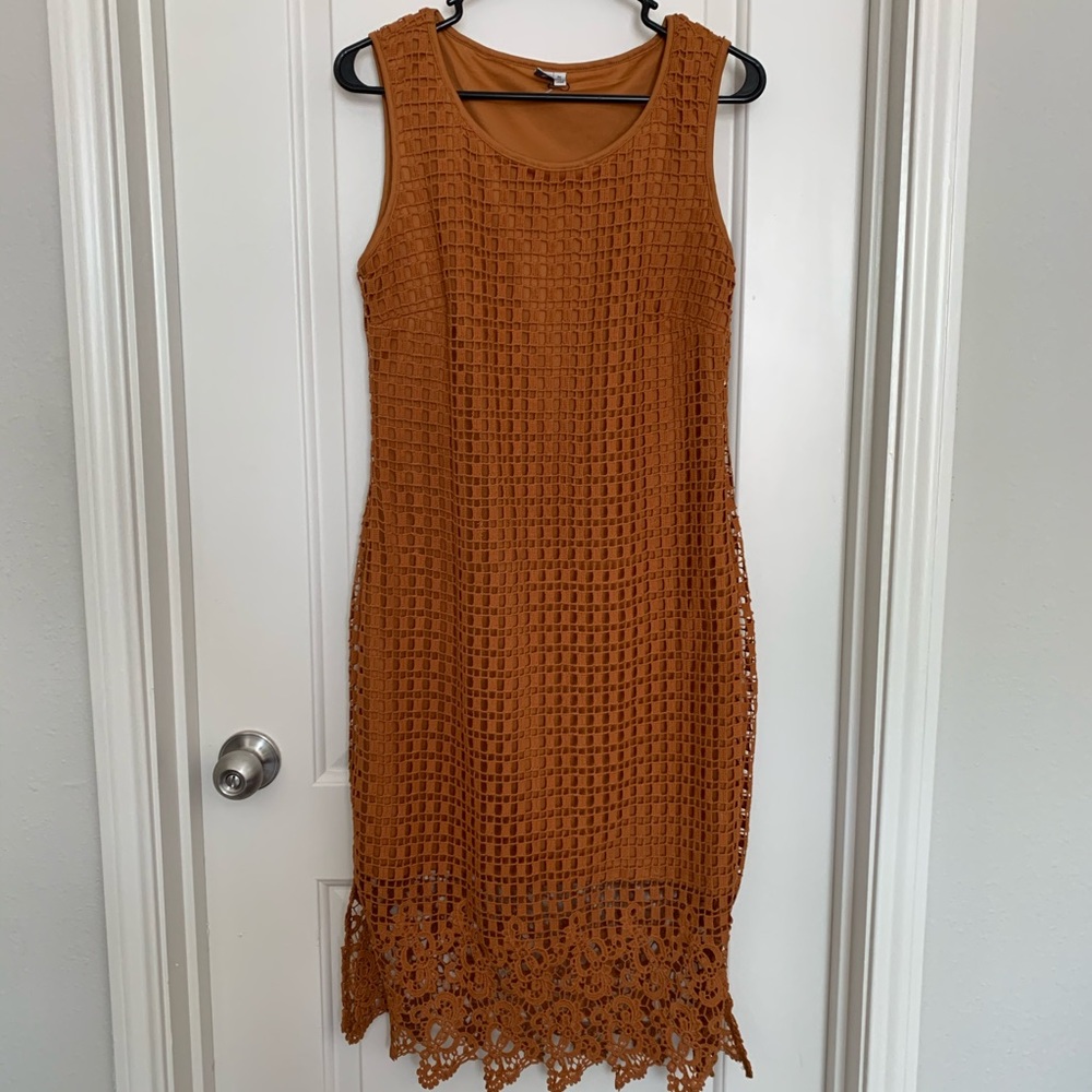Women’s Tan/Brown Crochet Dress